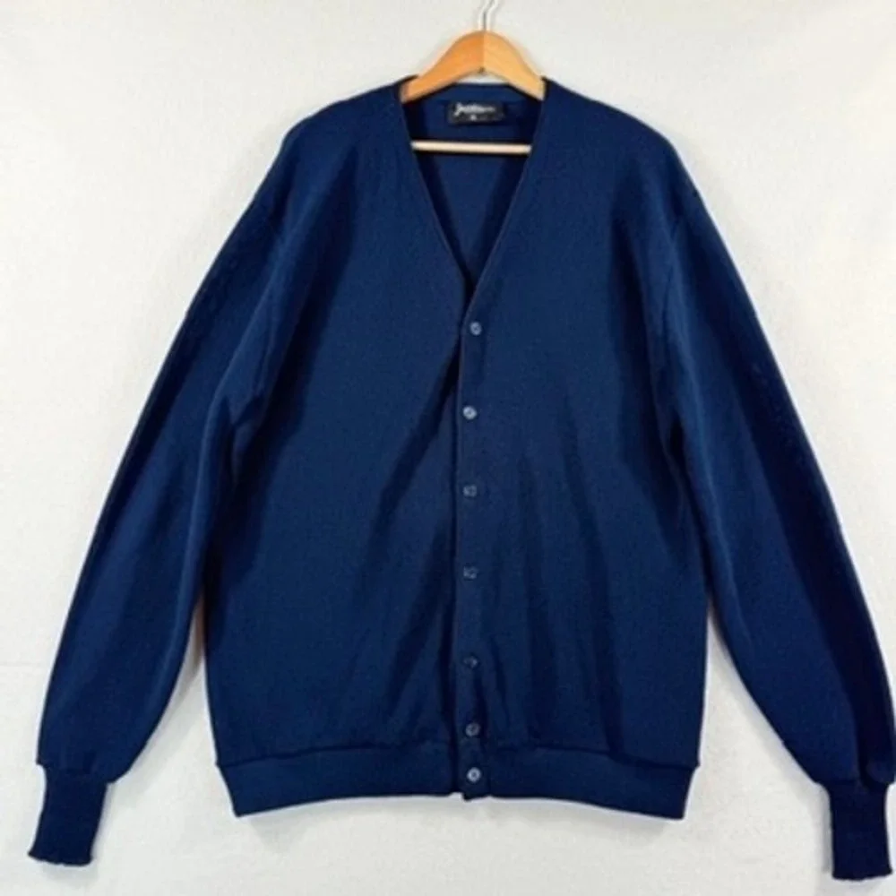 Jantzen Cardigan Sweater Mens XXL Navy Blue Vintage Grunge Punk Indie USA Vtg